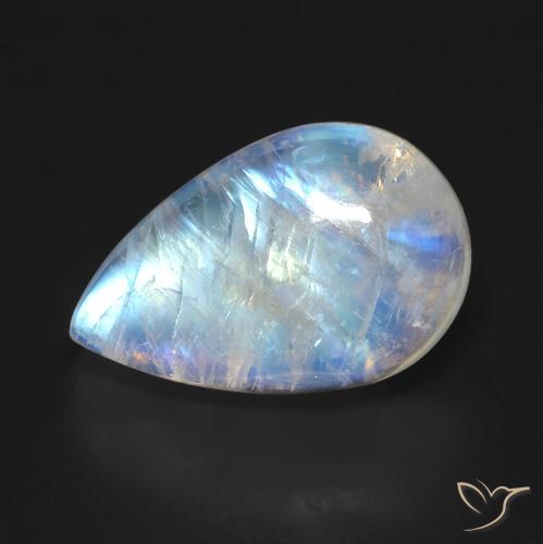 10.04ct 天然 蓝白色 彩虹月长石, 梨形, 透明
