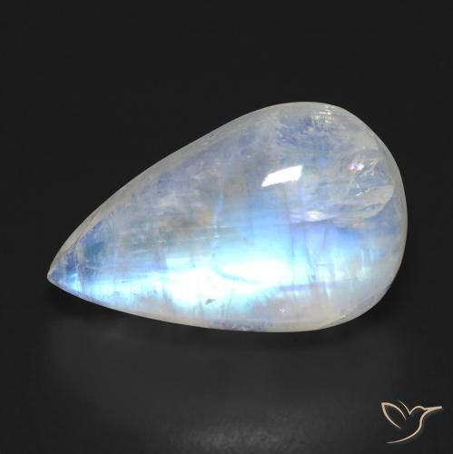 11.21ct 天然 蓝白色 彩虹月长石, 梨形, 透明