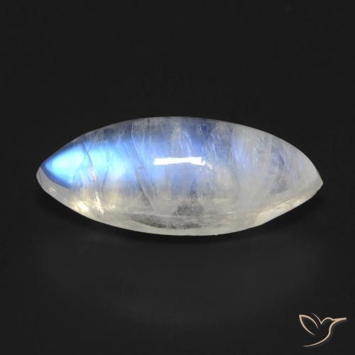 5.72ct 天然 蓝白色 彩虹月长石, 榄尖形, 透明