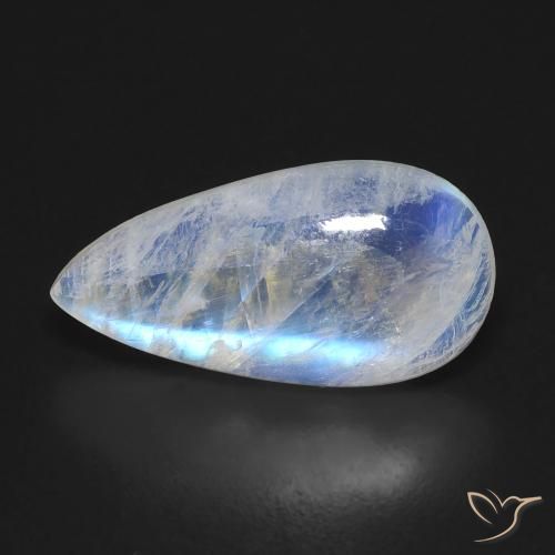 6.10ct 天然 蓝白色 彩虹月长石, 梨形, 透明