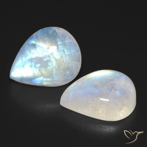 20.52天然白色彩虹月光石，梨形，16.8×13.3毫米，透明