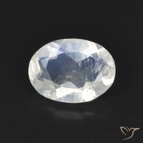 1.09ct 天然 蓝白色 彩虹月长石, 椭圆形, 透明