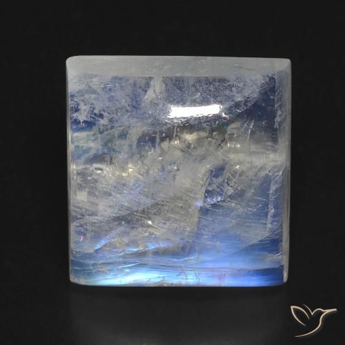 10.41ct 天然 蓝白色 彩虹月长石, 正方形, 透明