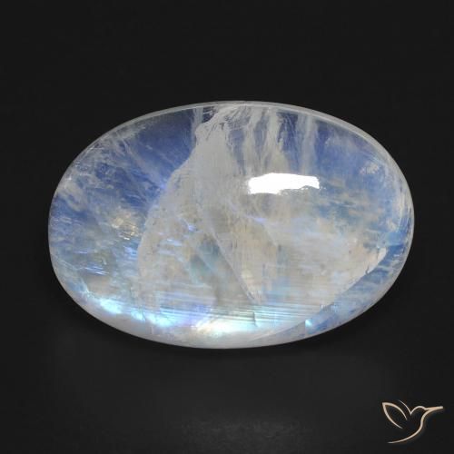18.43ct 天然 蓝白色 彩虹月长石, 椭圆形, 透明
