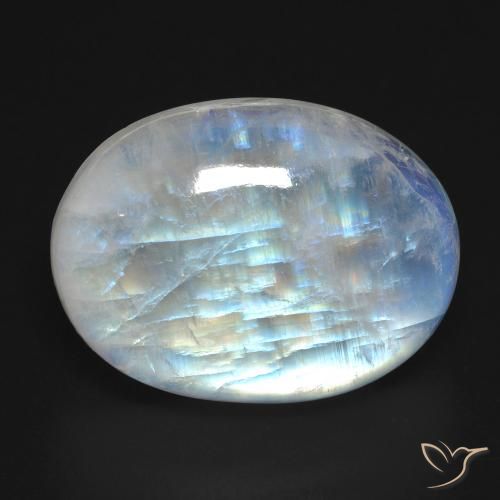 27.24ct 天然 蓝白色 彩虹月长石, 椭圆形, 透明