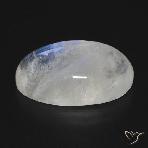 17.81克拉天然白色彩虹月光石，椭圆形切割，22.2×13毫米，透明
