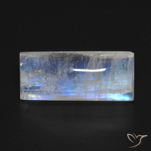 11.11ct 天然 蓝白色 彩虹月长石, 狭长方形, 透明