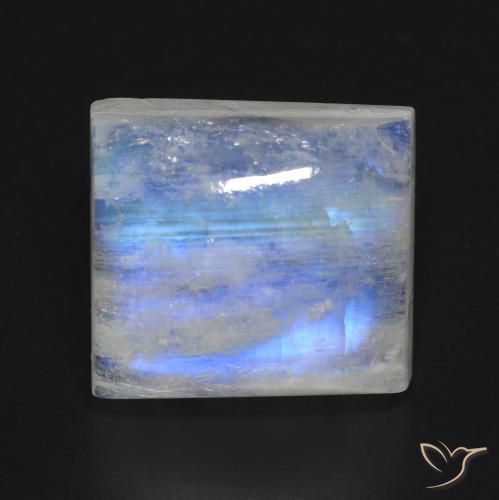 12.07ct 天然 蓝白色 彩虹月长石, 狭长方形, 透明