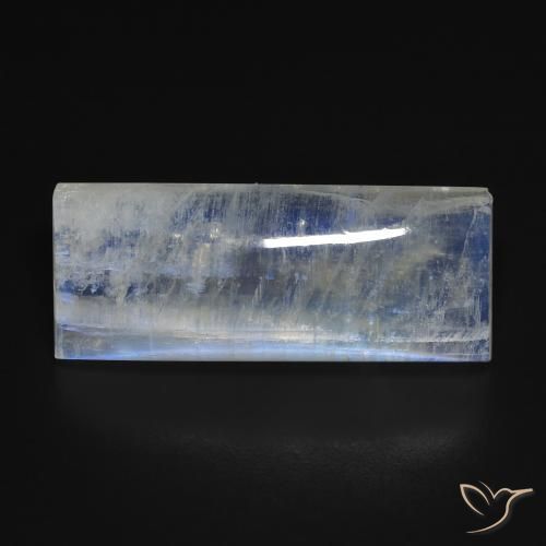 13.71ct 天然 蓝白色 彩虹月长石, 狭长方形, 透明