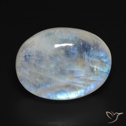 15.57ct 天然 蓝白色 彩虹月长石, 椭圆形, 透明