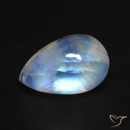 8.44ct 天然 蓝白色 彩虹月长石, 梨形, 透明