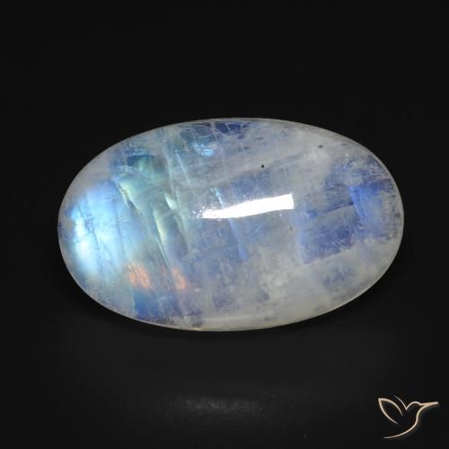 13.28ct 天然 蓝白色 彩虹月长石, 椭圆形, 透明