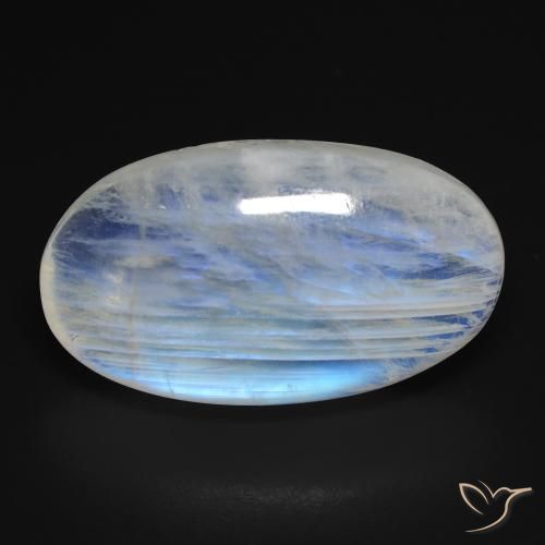 25.43ct 天然 蓝白色 彩虹月长石, 椭圆形, 透明