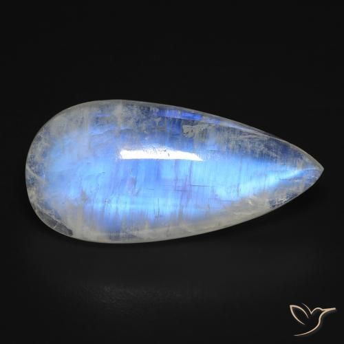10.97ct 天然 蓝白色 彩虹月长石, 梨形, 透明