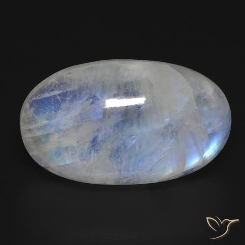 17.81ct 天然 蓝白色 彩虹月长石, 椭圆形, 透明
