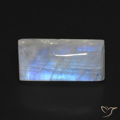 7.29ct 天然 蓝白色 彩虹月长石, 狭长方形, 透明
