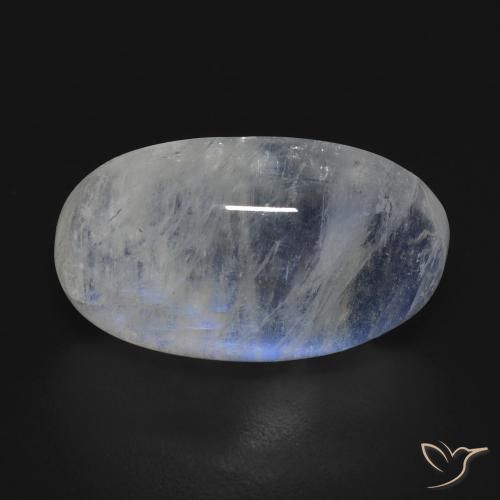 12.73ct 天然 蓝白色 彩虹月长石, 椭圆形, 透明