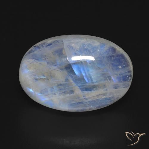 17.11ct 天然 蓝白色 彩虹月长石, 椭圆形, 透明
