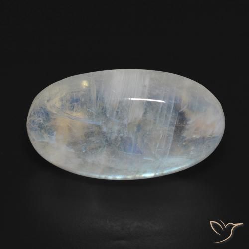 16.54ct 天然 蓝白色 彩虹月长石, 椭圆形, 不透明