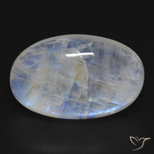 25.56ct 天然 蓝白色 彩虹月长石, 椭圆形, 透明