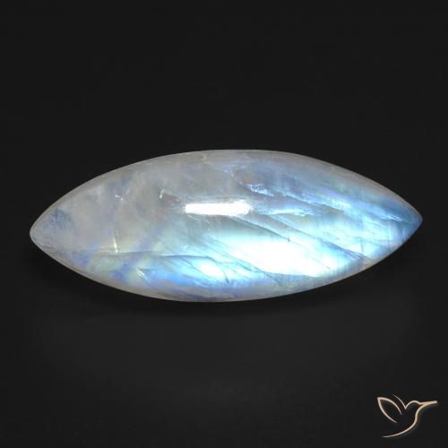 12.33ct 天然 蓝白色 彩虹月长石, 榄尖形, 透明
