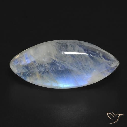 9.62ct 天然 蓝白色 彩虹月长石, 榄尖形, 透明
