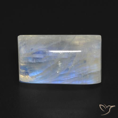 14.72ct 天然 蓝白色 彩虹月长石, 狭长方形, 透明