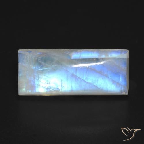 9.46ct 天然 蓝白色 彩虹月长石, 狭长方形, 透明
