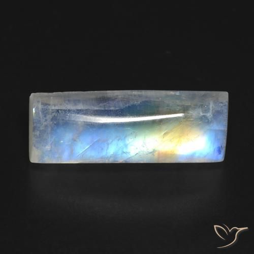 6.98ct 天然 蓝白色 彩虹月长石, 狭长方形, 透明