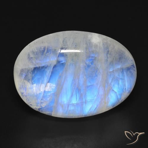 17.74ct 天然 蓝白色 彩虹月长石, 椭圆形, 透明