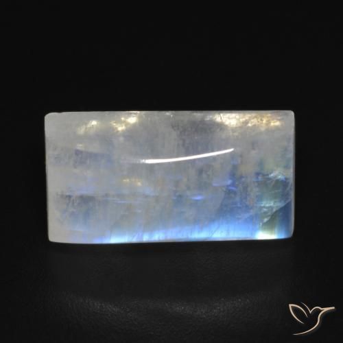 7.10ct 天然 蓝白色 彩虹月长石, 狭长方形, 透明