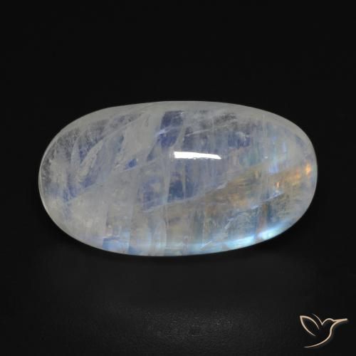11.85ct 天然 蓝白色 彩虹月长石, 椭圆形, 透明