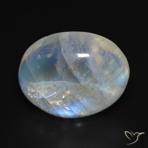 15.46ct 天然 蓝白色 彩虹月长石, 椭圆形, 透明
