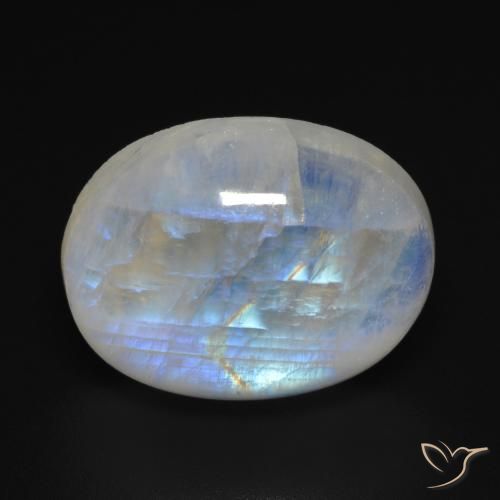 16.79ct 天然 蓝白色 彩虹月长石, 椭圆形, 透明