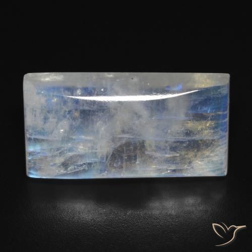 11.79ct 天然 蓝白色 彩虹月长石, 狭长方形, 透明