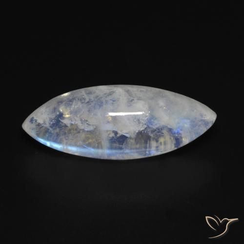 10.53ct 天然 蓝白色 彩虹月长石, 榄尖形, 透明