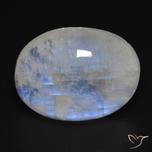 17.16ct 天然 蓝白色 彩虹月长石, 椭圆形, 透明
