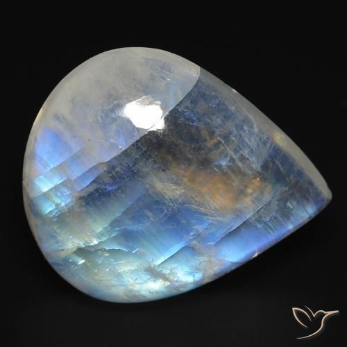 18.49ct 天然 蓝白色 彩虹月长石, 梨形, 透明