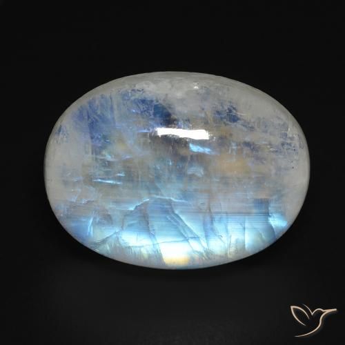 12.15ct 天然 蓝白色 彩虹月长石, 椭圆形, 透明