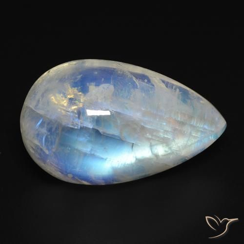 15.76ct 天然 蓝白色 彩虹月长石, 梨形, 透明