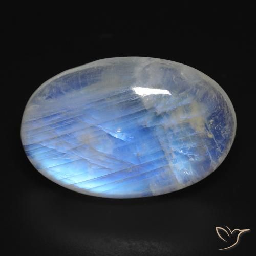 26.34ct 天然 蓝白色 彩虹月长石, 椭圆形, 透明