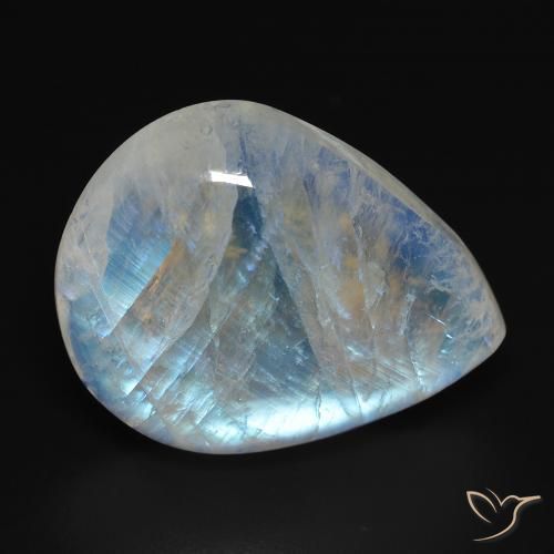 20.24ct 天然 蓝白色 彩虹月长石, 梨形, 透明