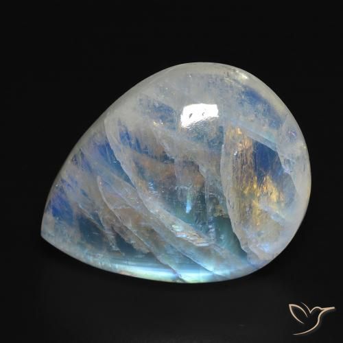 20.24克拉天然彩虹月长石，梨形，透明