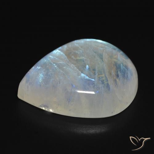 20.24克拉天然彩虹月长石，梨形，透明