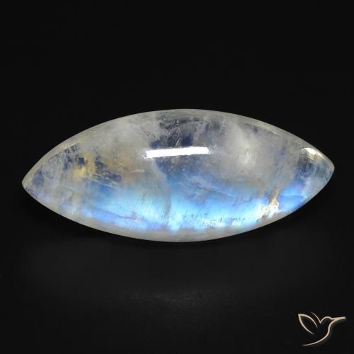 13.85ct 天然 蓝白色 彩虹月长石, 榄尖形, 透明