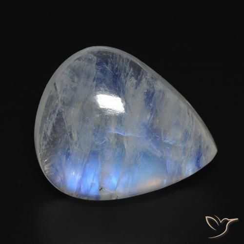 12.82ct 天然 蓝白色 彩虹月长石, 梨形, 透明