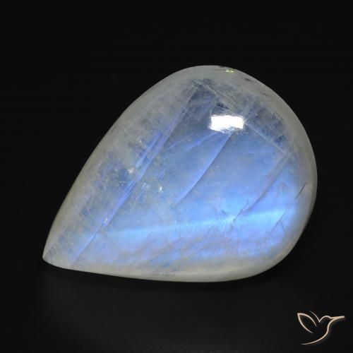 18.15ct 天然 蓝白色 彩虹月长石, 梨形, 透明