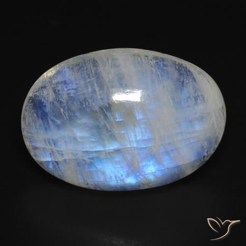 14.74ct 天然 蓝白色 彩虹月长石, 椭圆形, 透明
