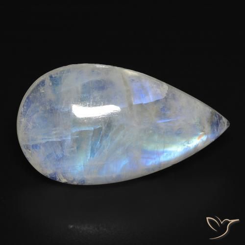 16.44ct 天然 蓝白色 彩虹月长石, 梨形, 透明
