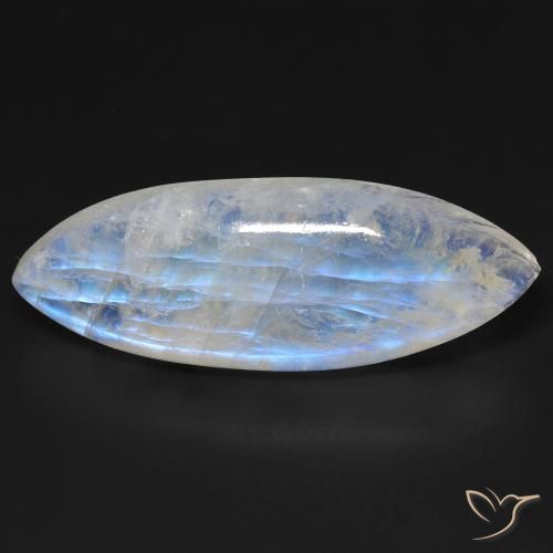 33.16ct 天然 蓝白色 彩虹月长石, 榄尖形, 透明